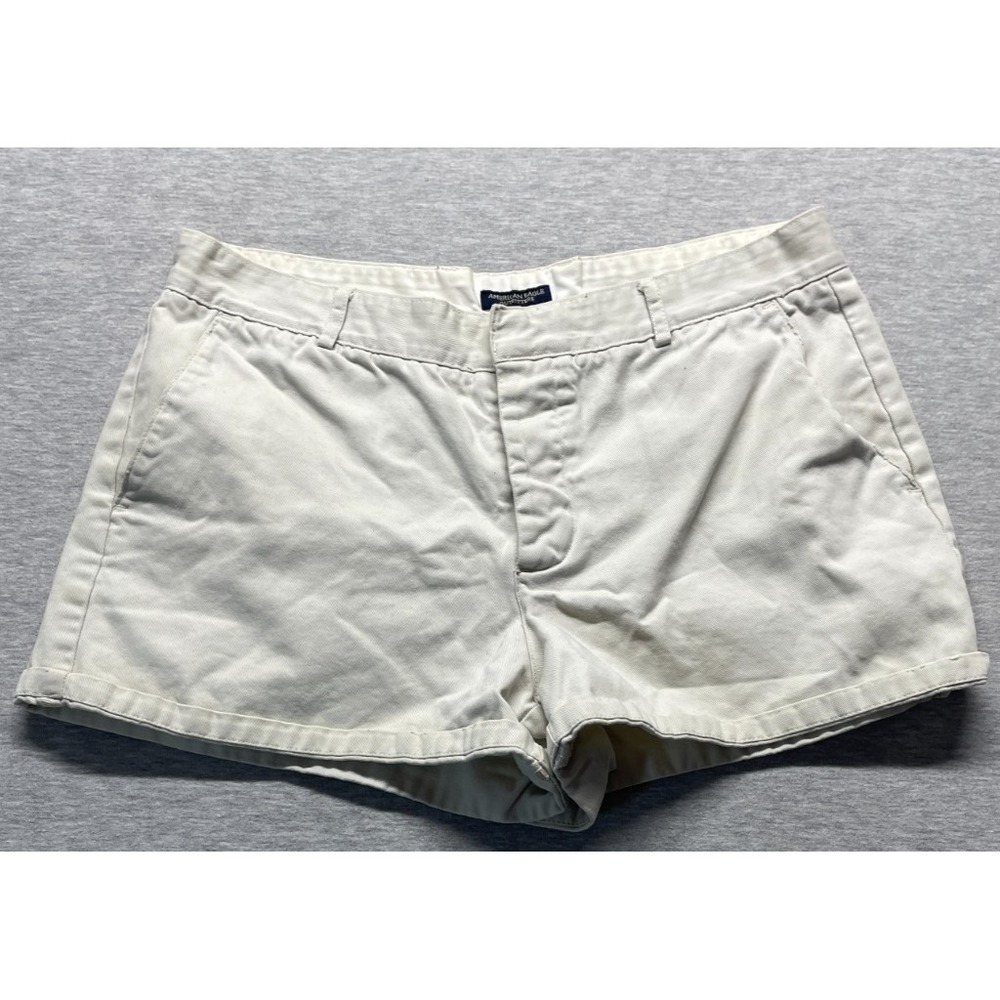 American Eagle Outfitters Chino Shorts Womens 10 Beige Cotton Flat Front Casual